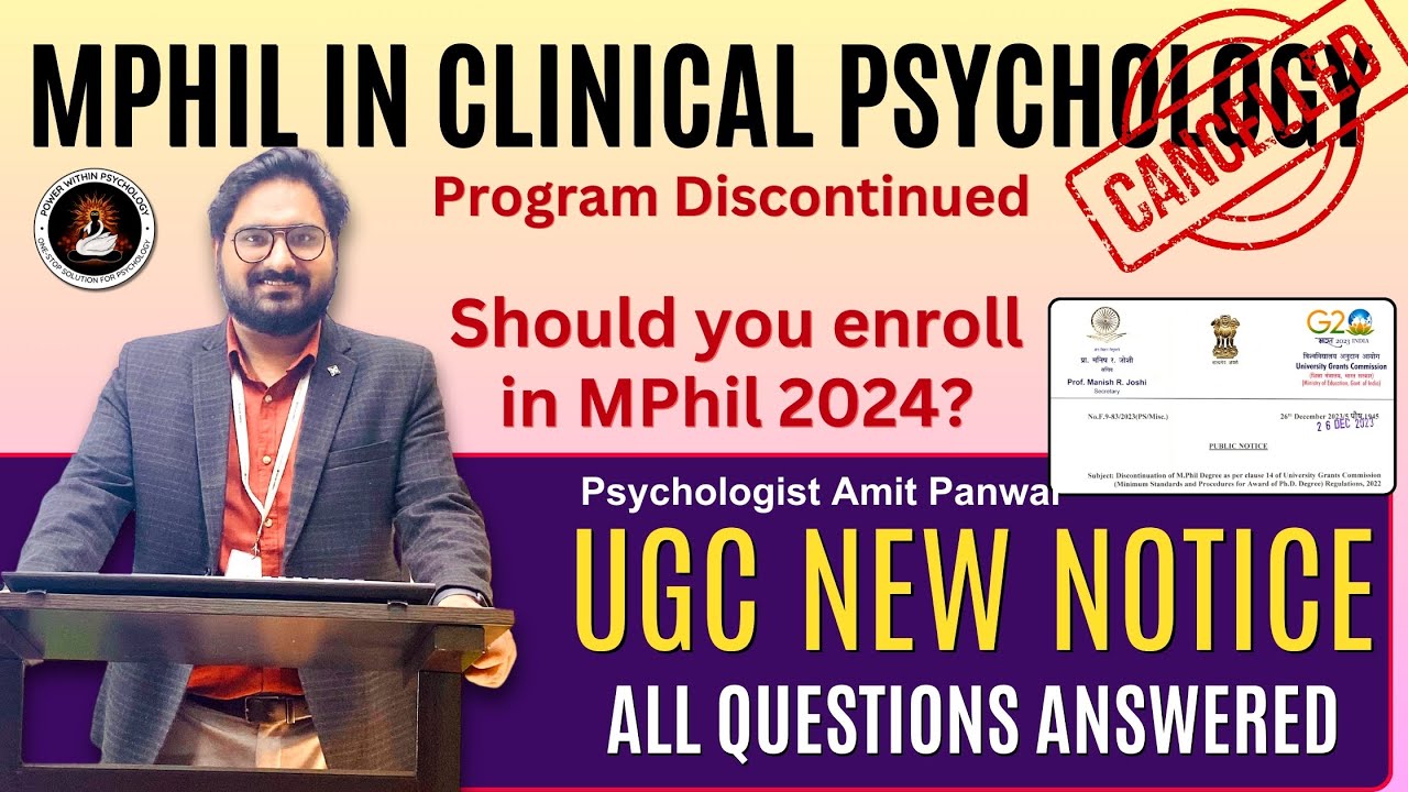 MPhil in Clinical Psychology Discontinued - New Updates and Notices for 2024 Admissions