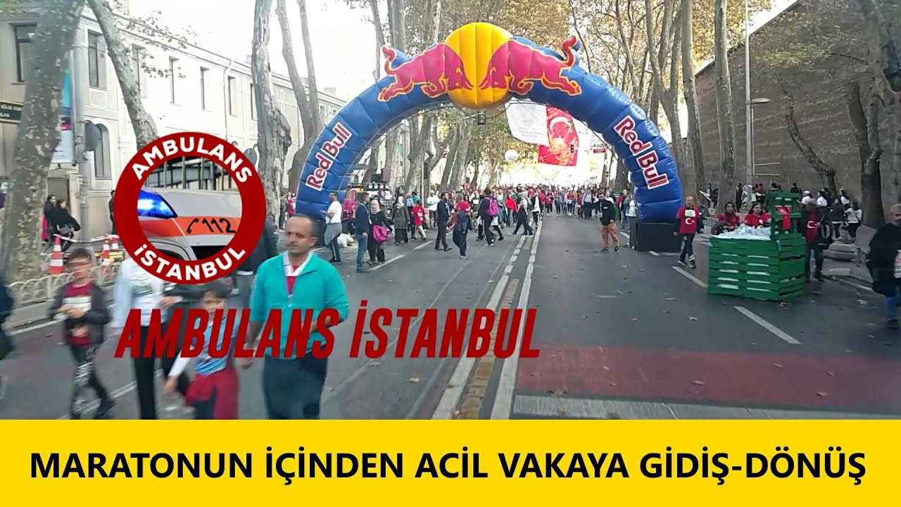 AMBULANS MARATONUN İÇİNDEN GEÇMEK ZORUNDA KALDI(AMBULANS İSTANBUL)