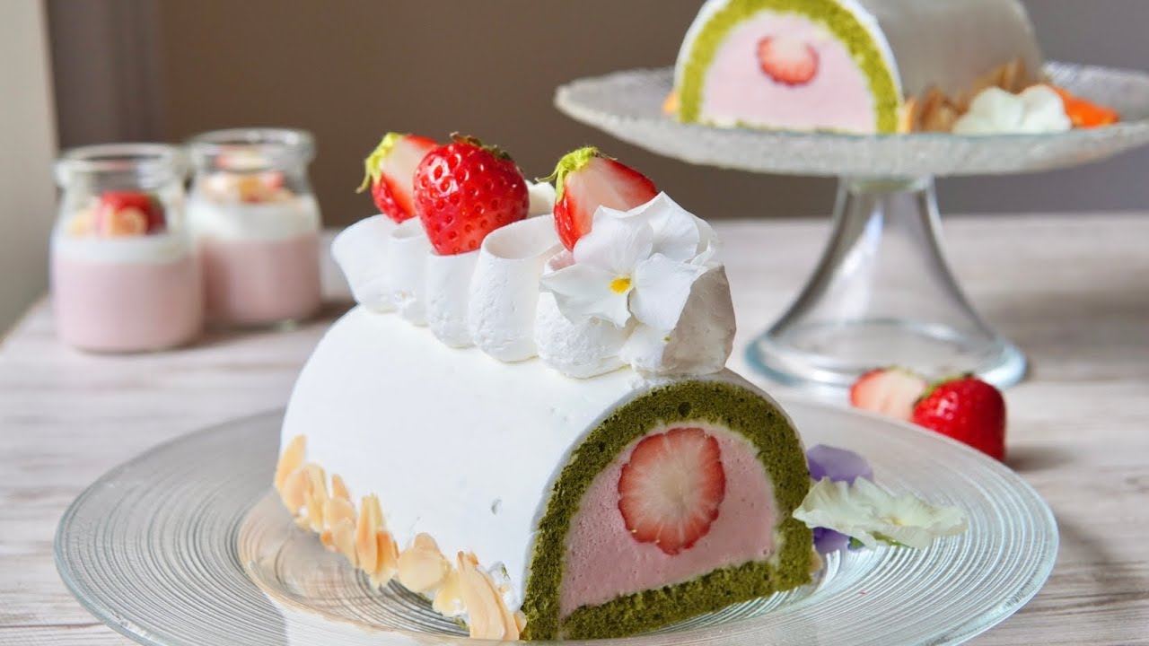 【プランタニエ】私が毎年作る春のケーキ🍰抹茶と苺♪How to make printanier🍓