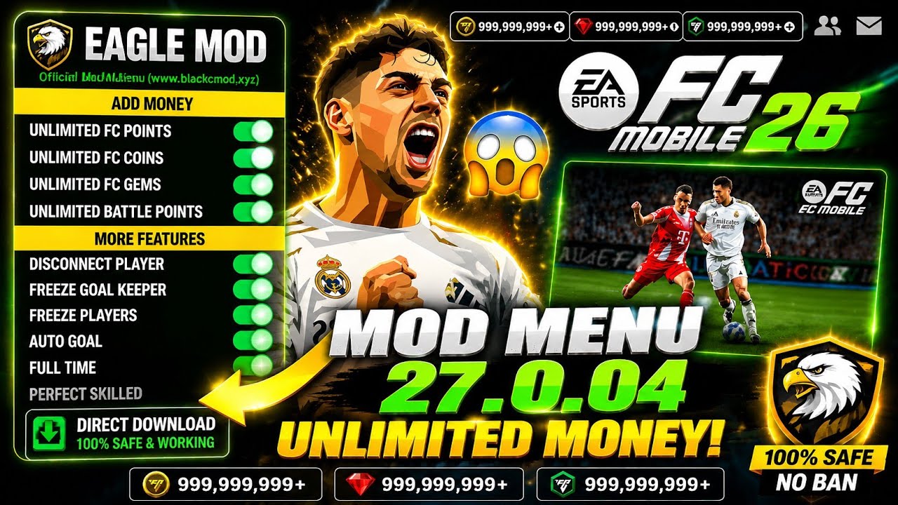 FC MOBILE MOD MENU V27.0.04 🔥 Unlimited Money, Fc Points & Gems | FC Mobile Mod APK 2026