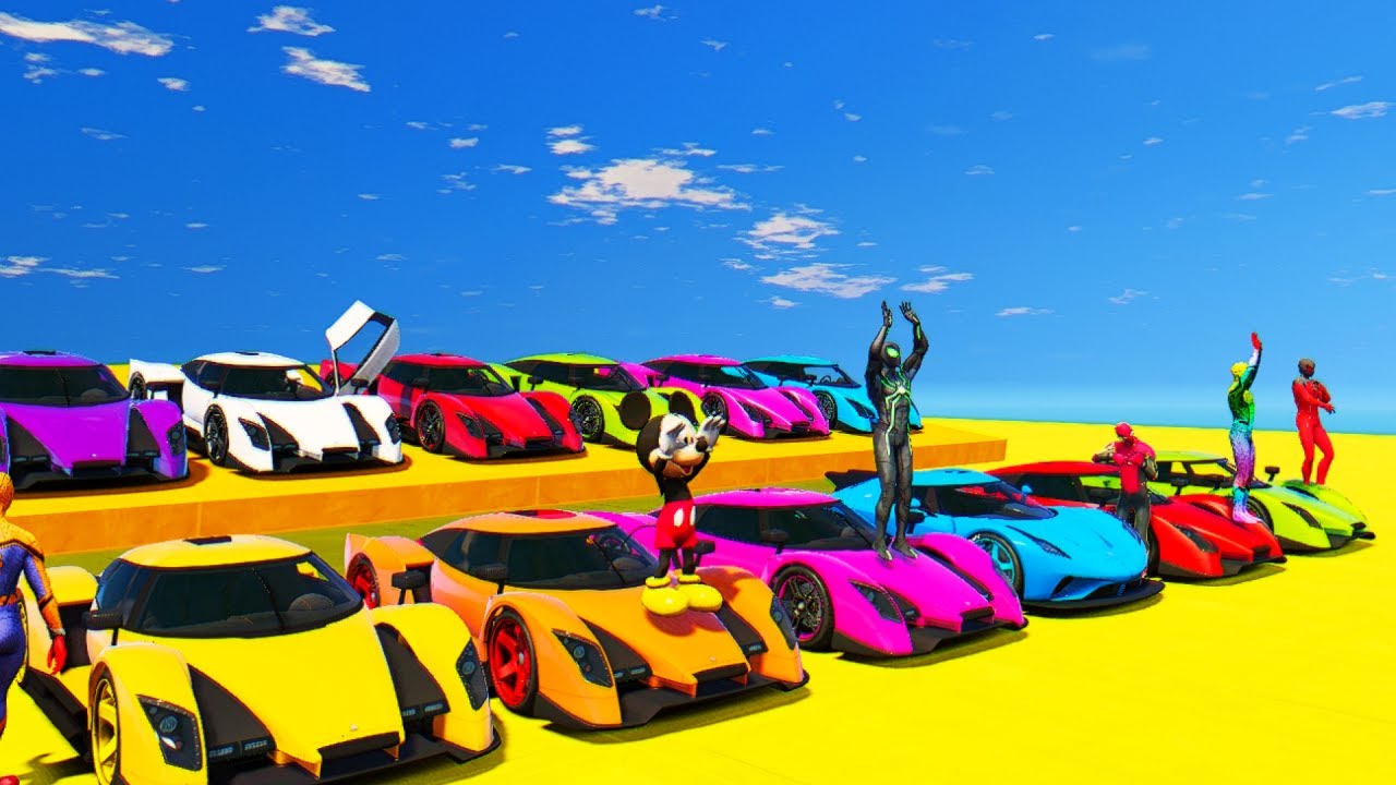 GTA V Spiderman Stunt Map Car Race Challenge #1 - Motobikes, Planes, Boats Gameplay
