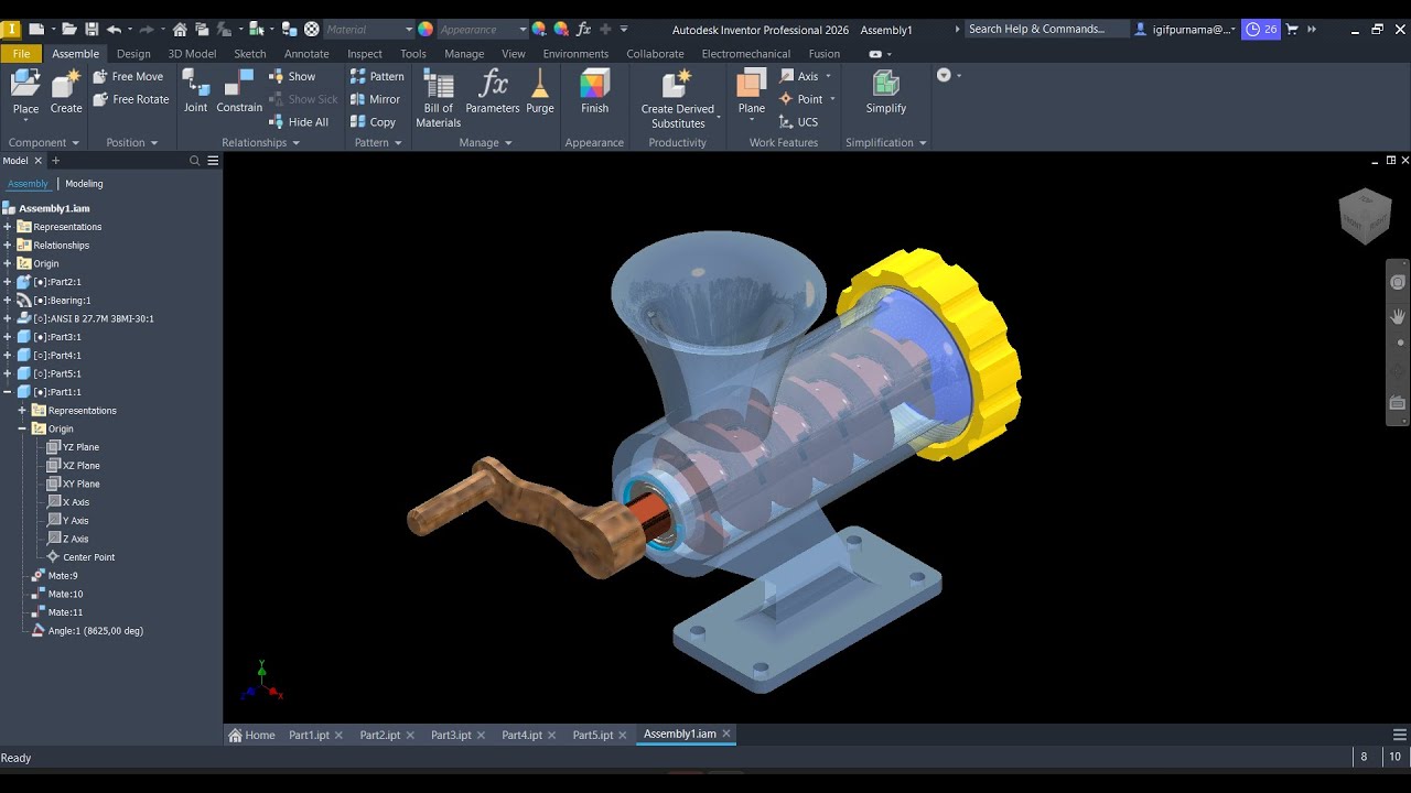 Autodesk Inventor 2026 | Membuat mesin penggiling mie Manual