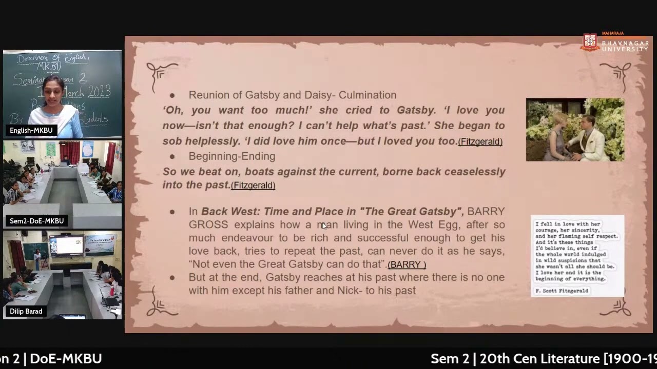 Repetition of the Pase: F. Scott Fitzgerald and 'The Great Gatsby'