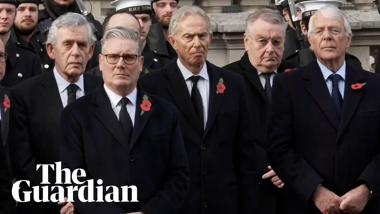 Remembrance Sunday: prime ministers past and present show respect at the Cenotaph
