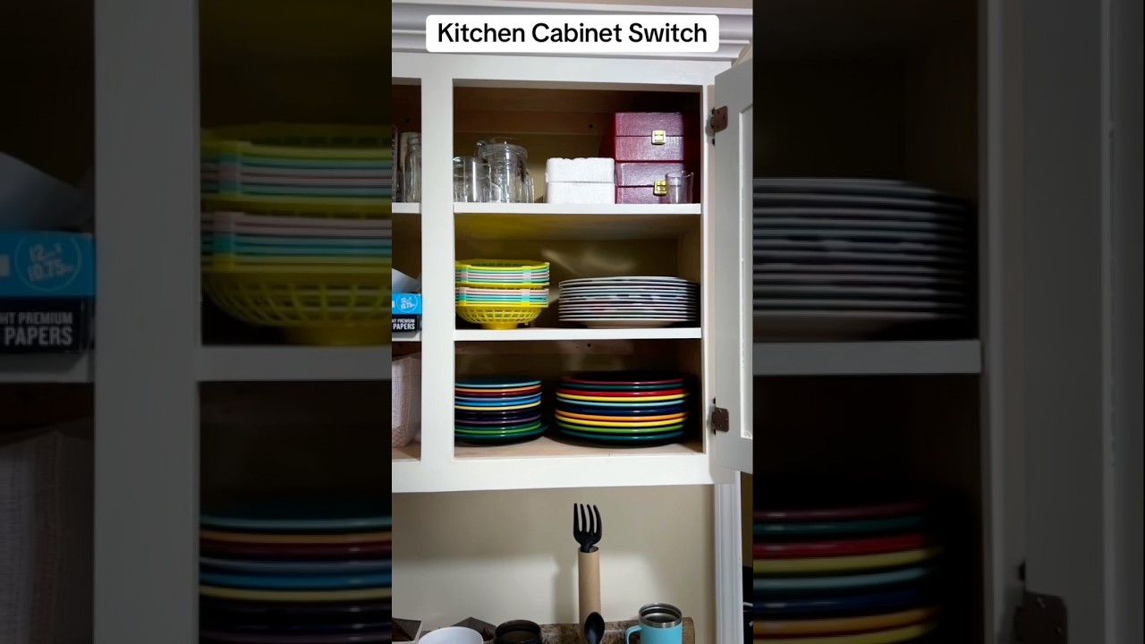 Kitchen Cabinet Switch, Organization, and Declutter 