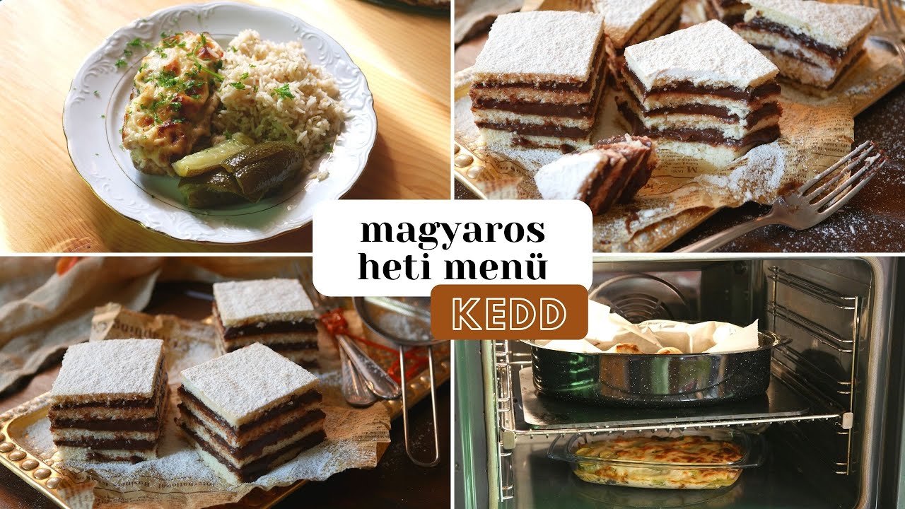 Magyaros RETRÓ HETI MENÜ - töltött padlizsán és magyar pite sütemény - KEDD