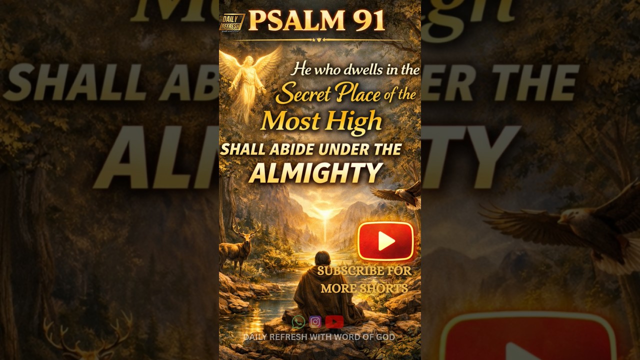 🛡️ Psalm 91 — Dwell in the Secret Place of God’s Protection. Believe, pray, and be covered today. 🙏✨
