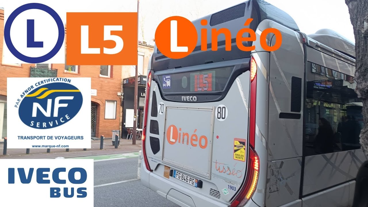 TISSÉO TRAJET SOUND🔊SUR LA LIGNE LINEO L5🟧ENTRE ONCOPOLE COURRIÈRE ET CROIX➡️ DE PIERRE EN CURSOR 8