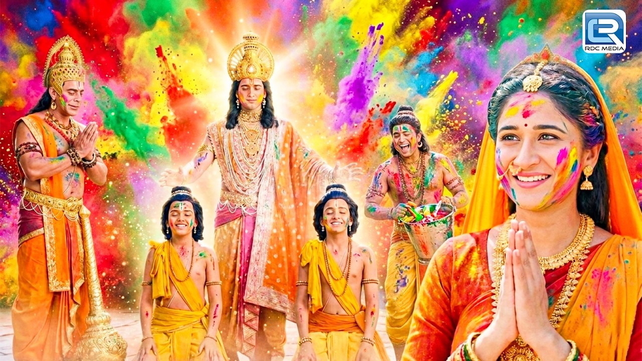 लव कुश के संग होली के रंगो में रंगीन हुए प्रभु श्रीराम और माता सीता | Shrimadramayan | New Episode