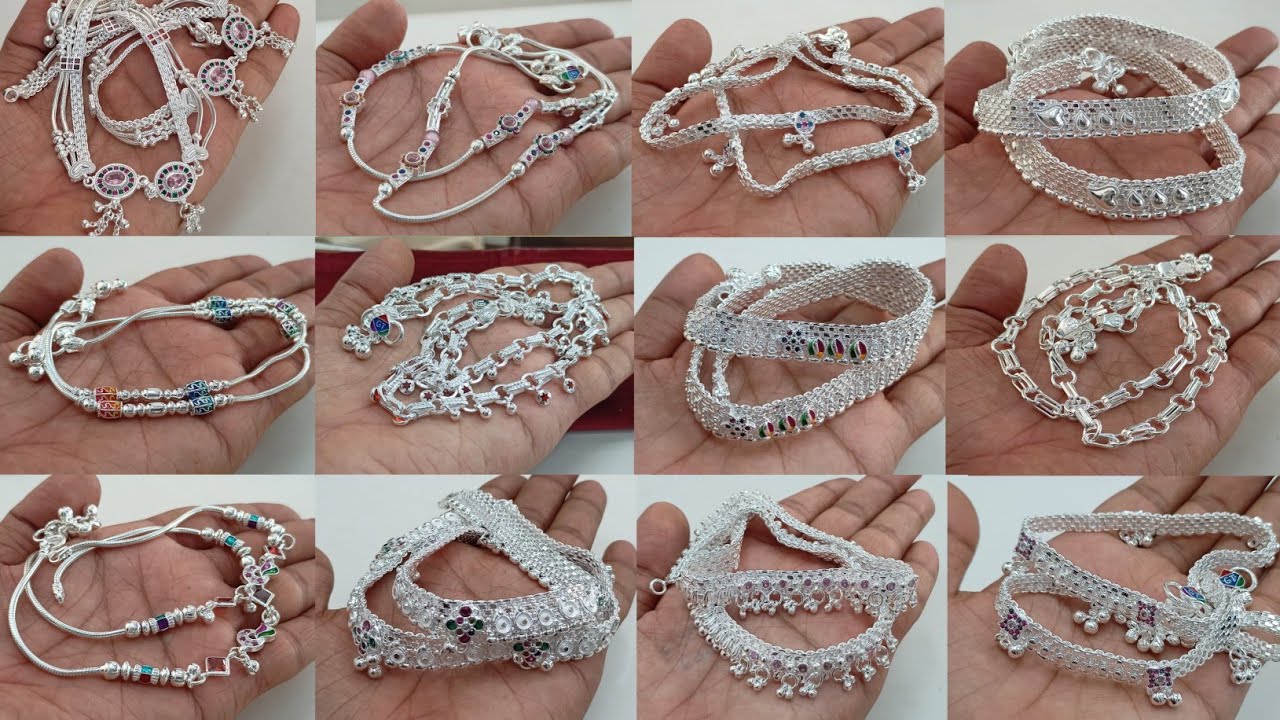 latest new silver anklets designs 2024 with weight & price || Daily Use Silver Payal Designs #2024