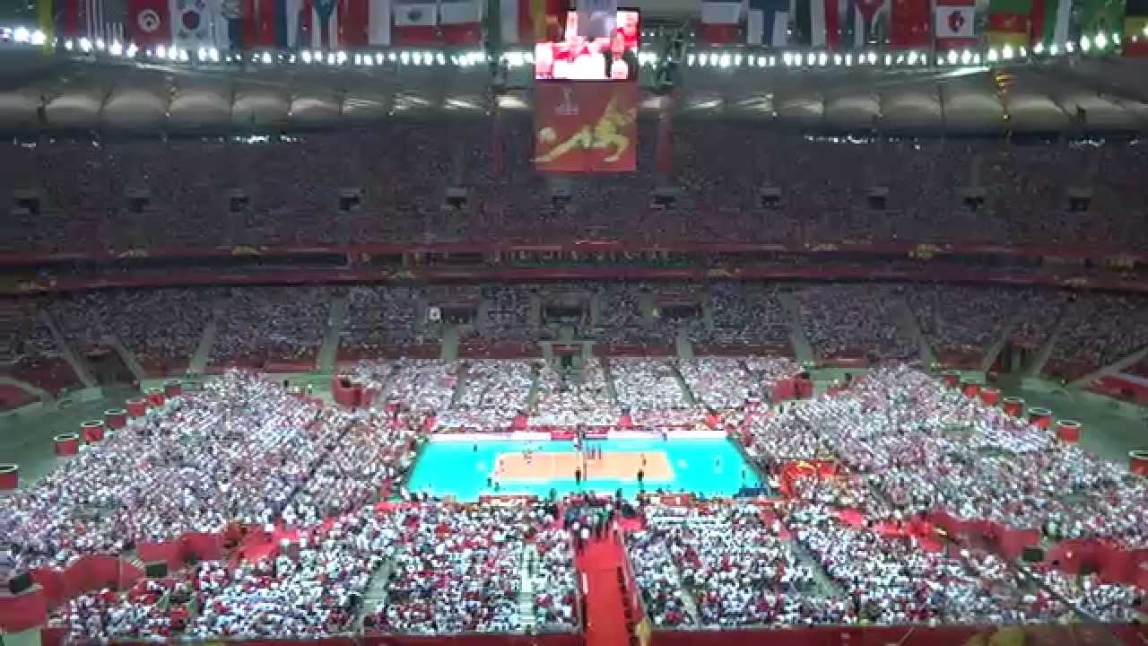 Polish fans sing 'Polska Biało-Czerwoni'/ Poland-Serbia/ Volleyball Men's World Championship 2014