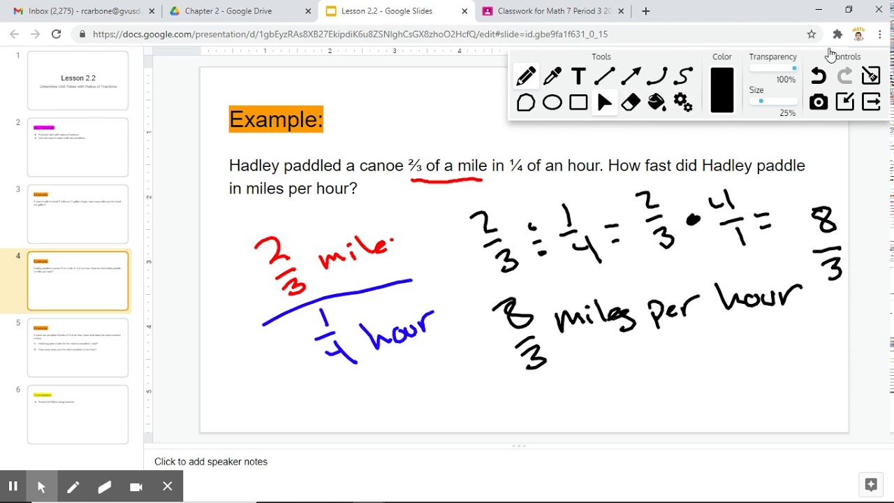 Lesson 2.2 Determine Unit Rates with Ratios of Fractions