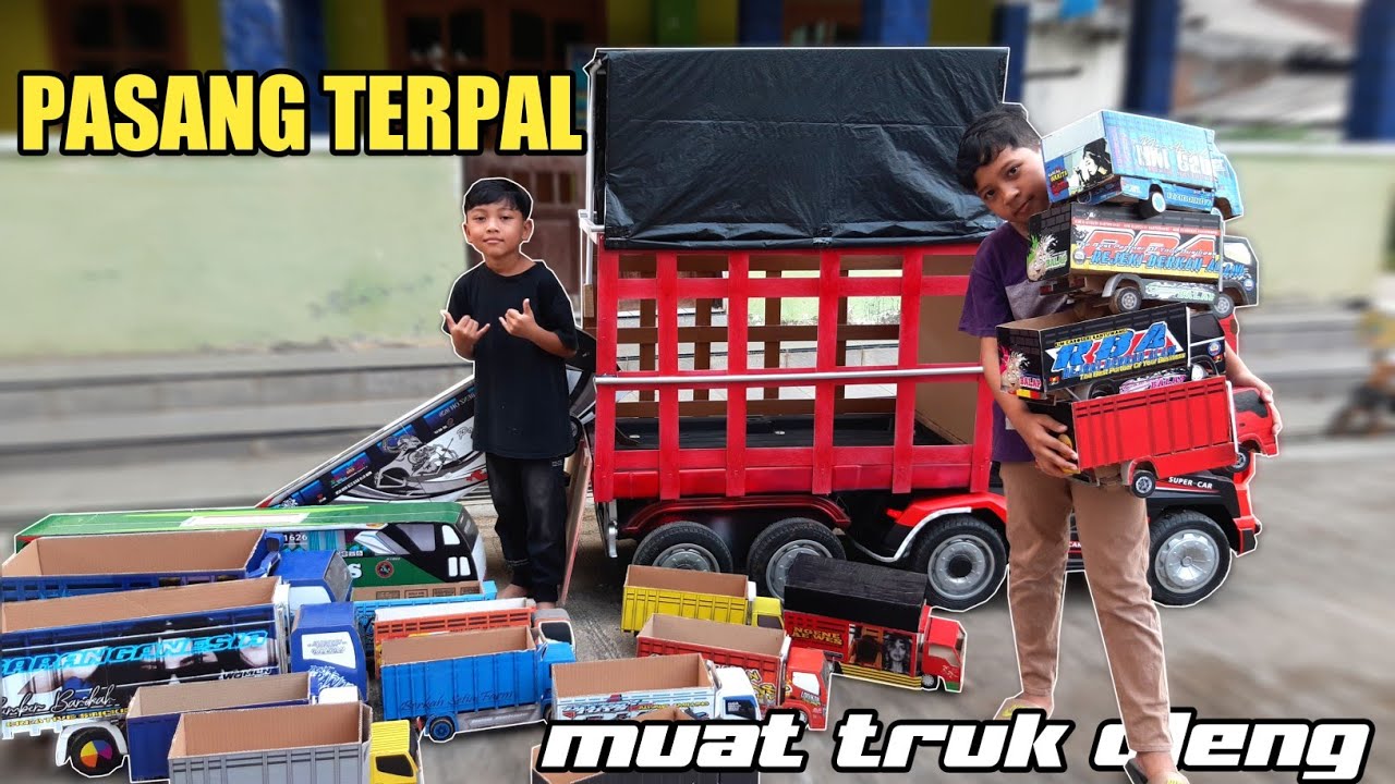 MODIFIKASI!! pasang terpal truk aki dimas dan muatan miniatur truk oleng ditdim