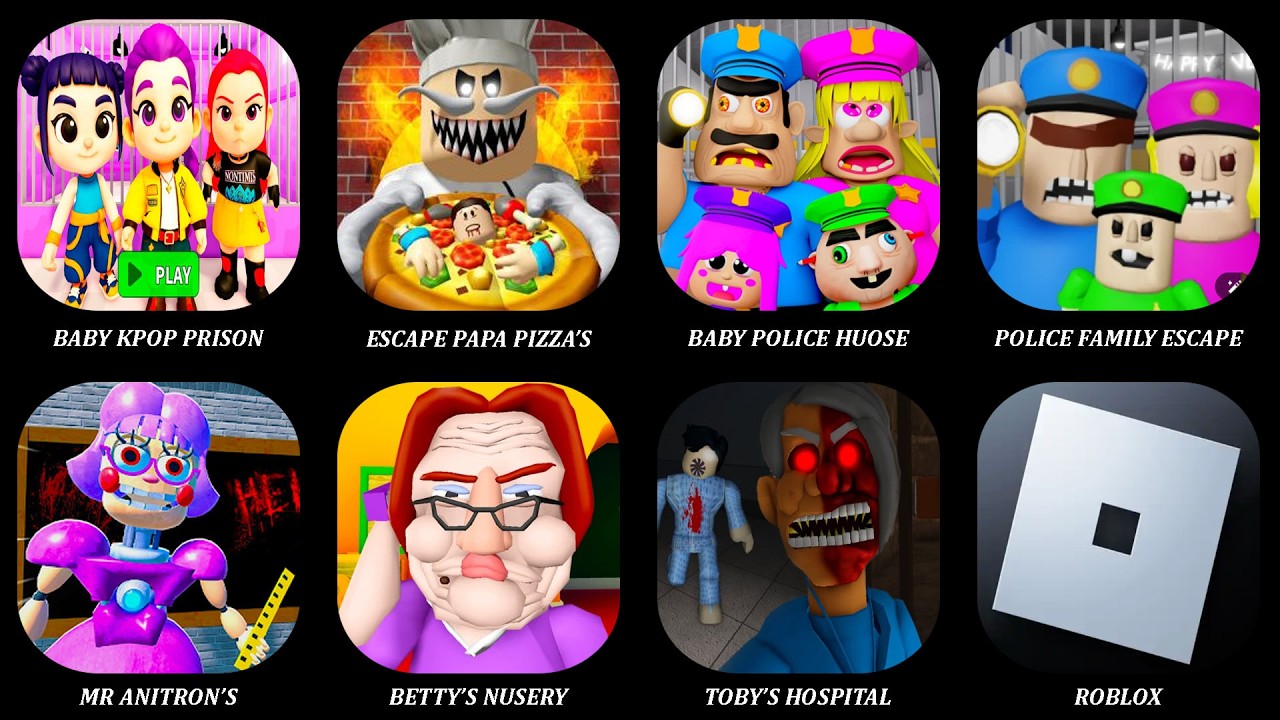 BABY KPOP DEMON HUNTERS PRISON,Roblox,Papa Pizza's Pizzeria,Police Family Escape,Miss Ani-Tron's...