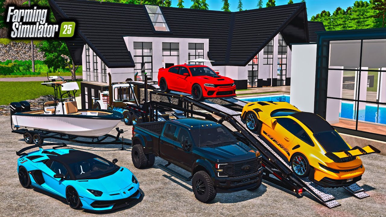 🔴LIVE | BUILDING $25,000,000 MANSION FROM SCRATCH! (LIFTED TRUCKS, BOATS, SUPERCARS) | FS25