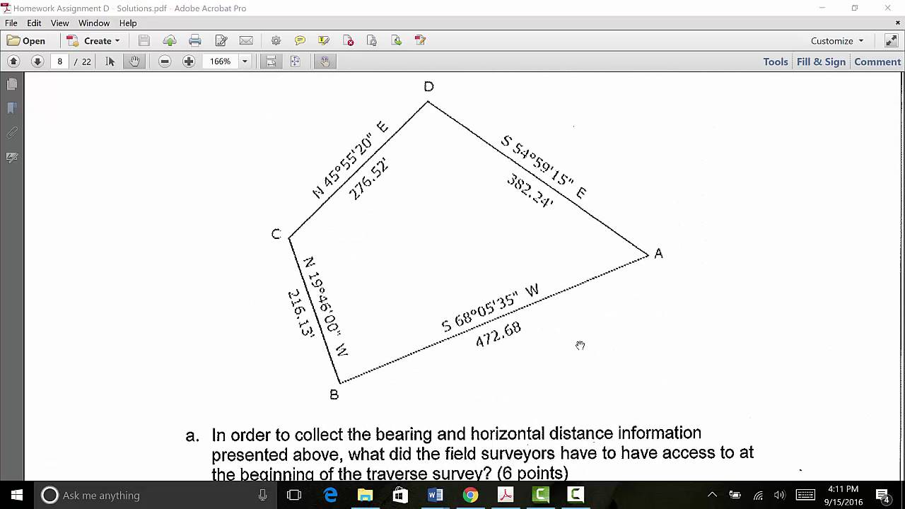 Traverse Adjustment Example CE 2010