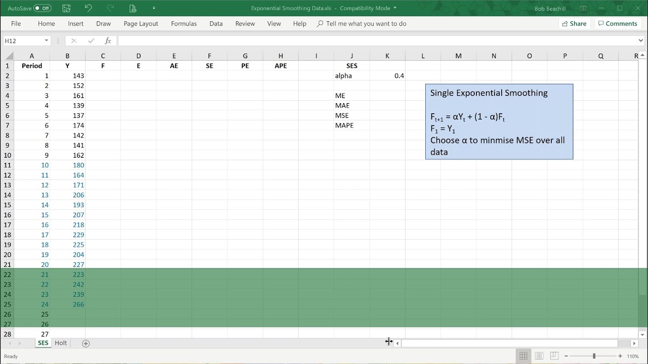 Single Exponential Smoothing