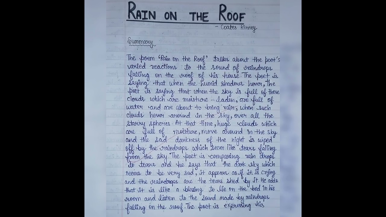 Rain on the Roof 🌧️(Poem) || Summary || Class 9 || NCERT || Beehive || English