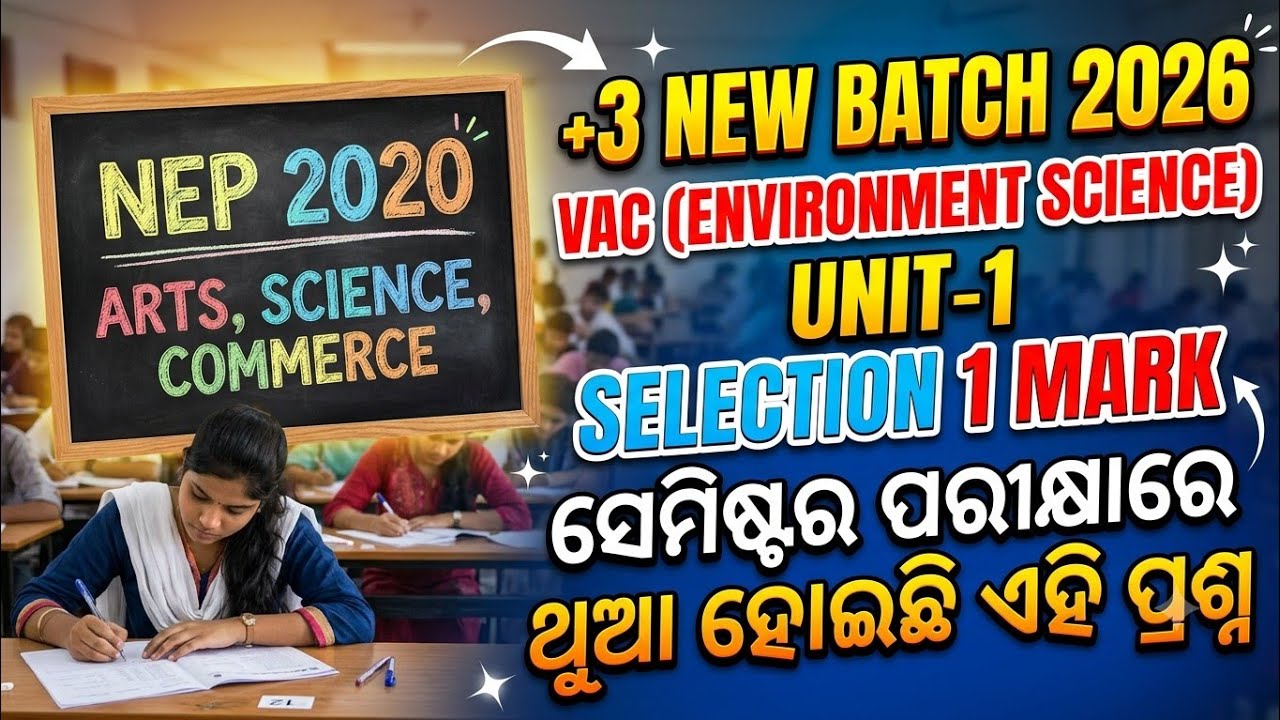 +3 NEW BATCH 2026? VAC ENVIRONMENT SCIENCE? UNIT -1? SELECTION MCQ QUESTION?NEP 2020?  UG DEGREE?