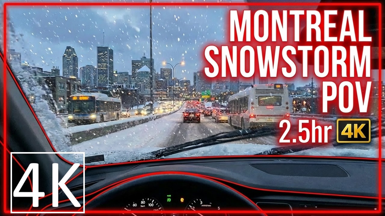 Navigating Icy Urban Roads in Montreal ❄️ | 2.5Hr Snowstorm POV | 冬のドライブ ASMR | 侍 Road