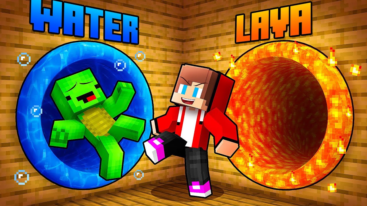 JJ and Mikey: ELEMENTAL Choose A Right Tunnel Battle in Minecraft - Maizen