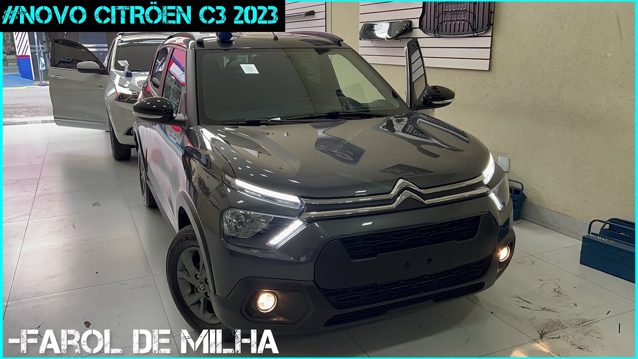 NOVO CITRÖEN C3 2023, instalamos farol de milha na chave de seta original