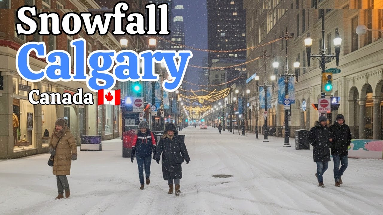 Snowfall in Calgary Alberta Canada on February 2026