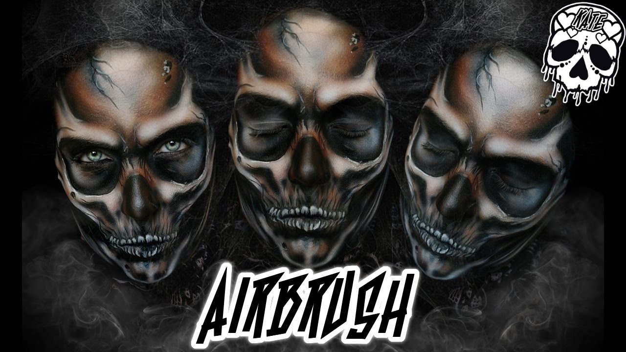Airbrush Realistic Skull Halloween Face Paint - MissKateMonroe.co.uk