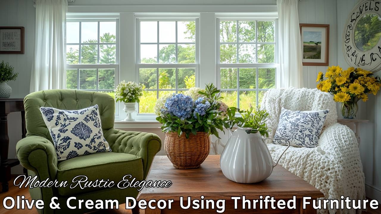 Summer Farmhouse Refresh 2025 | Olive & Cream Decor Using Thrifted Furniture with a Modern Rustic