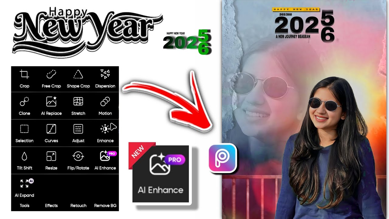 New Year 2026 Photo Editing in PicsArt | Happy New Year Photo Edit | PicsArt Editing Tutorial Hindi