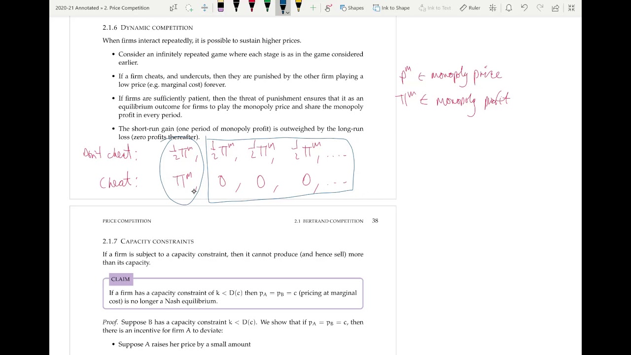 2.1.5-2.1.7 'Solutions' to the Bertrand paradox - Capacity constraints