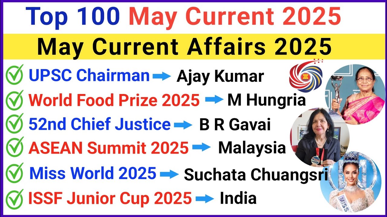 May Current Affairs 2025 | Top 100 Important Current Affairs | May 2025 Current Affairs