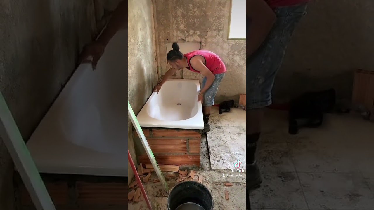 instalaci&oacute;n de ba&ntilde;era de fibra f&aacute;cil y r&aacute;pido con cemento cola