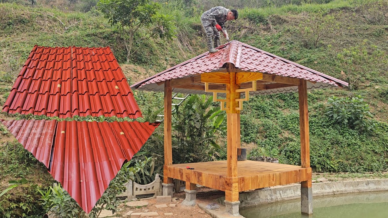 A Man Designs and Builds a Beautiful Metal Roof for a Wooden Cabin