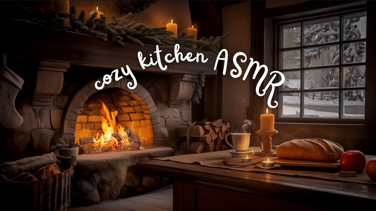 Cozy Kitchen Ambience 🔥 Cozy Fireplace & Kitchen Ambience Sounds