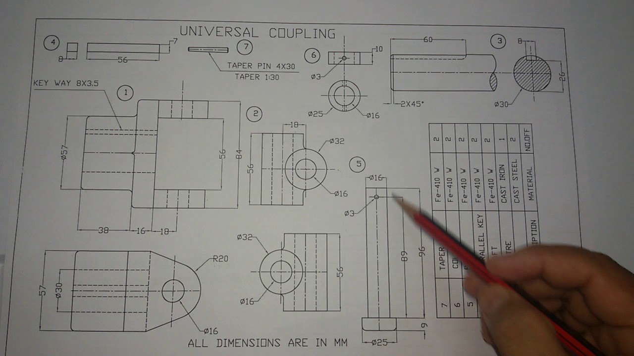 UNIVERSAL COUPLING manual drawing part 2