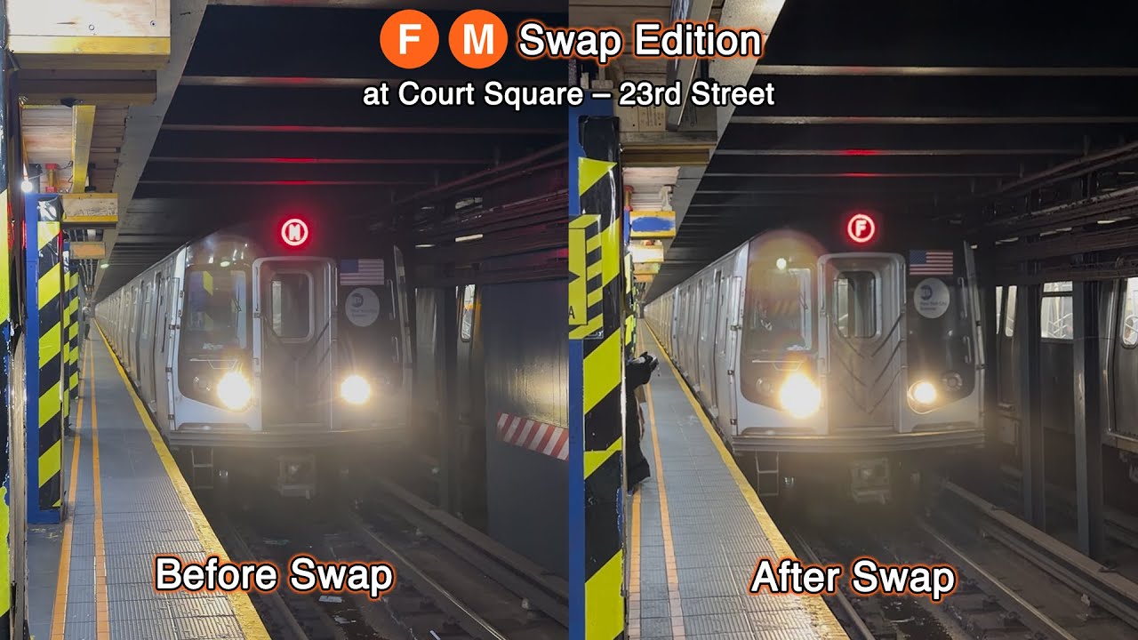 Before/After F/M Swap: R160 E, F, M Trains at Court Square – 23rd Street
