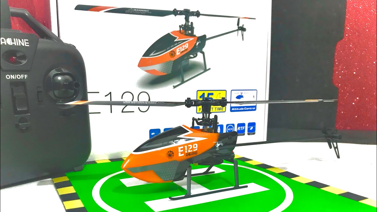 Eachine E129 / altitude hold rc helicopter unboxing/ rtf / flybarless/ 2 speed modes