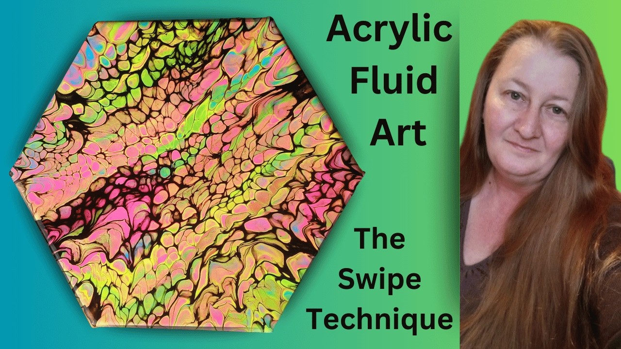 Acrylic Pouring Technique  🥰 The Magical Swipe 💚 Bright And Colourful Swipe On Hexagon Canvas