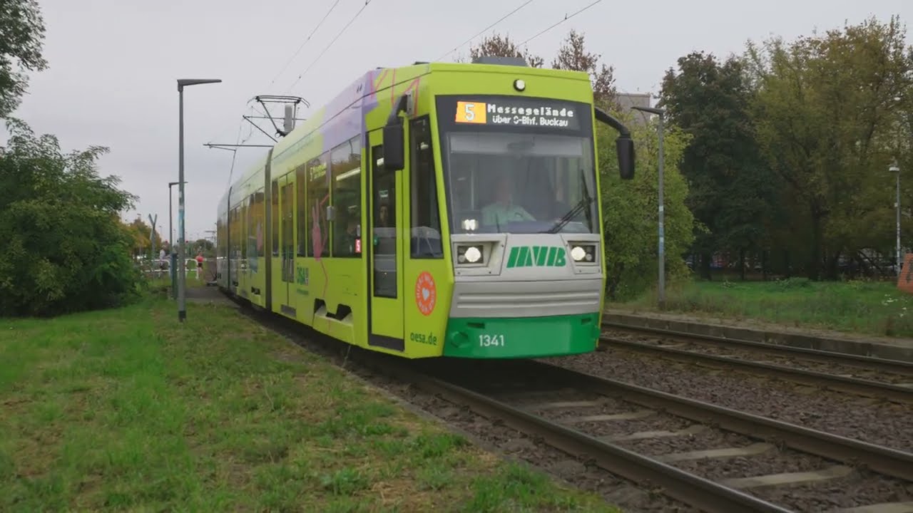 Germany, Magdeburg, tram 5 ride from Alexander-Puschkin-Straße to S-Bahnhof Buckau/Puppentheater