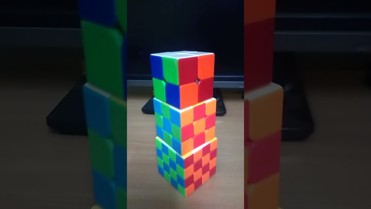 Checkerboard parttan in 2&times;2-3&times;3-4&times;4 Rubik's cube#shorts