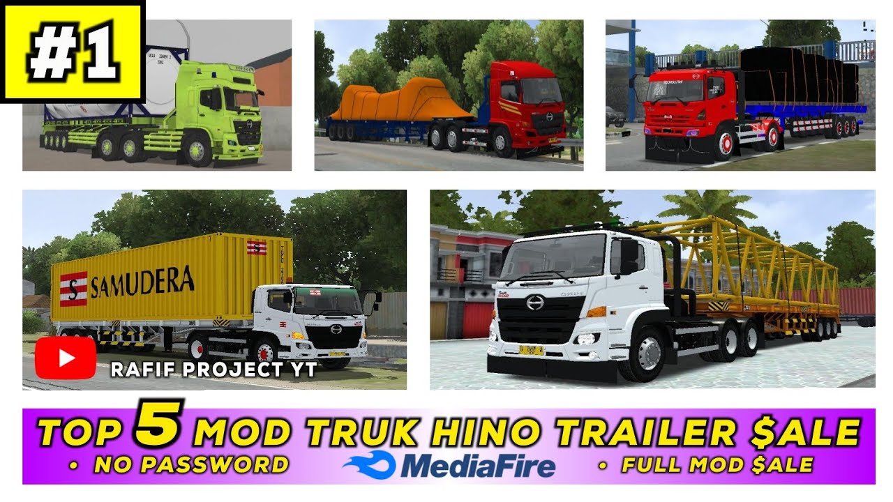 PART 1!!! SHARE 5 MOD TRUK TRAILER HINO $ALE || MOD BUSSID TERBARU 