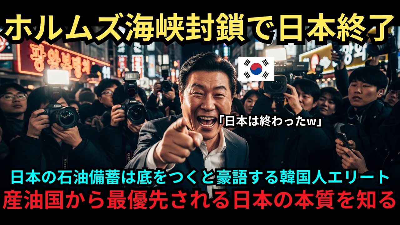 【海外の反応】「日本の石油備蓄は8ヶ月で底をつく」イラン情勢悪化に伴いホルムズ海峡封鎖でパニックの世界。日本だけが持つ産油国共同備蓄というチート級の仕組みに、韓国人エリートが絶望し絶句した理由とは？