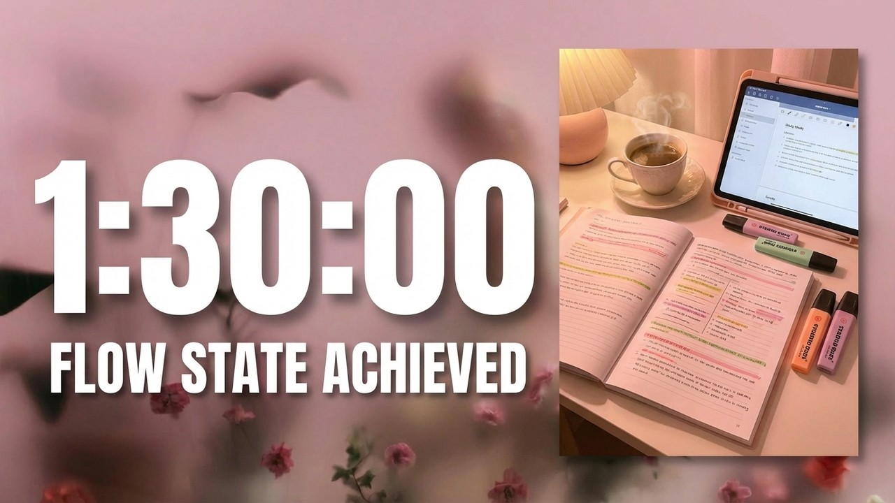 1.5 Hour Timer 🌸 Pink Aesthetic Study Session for Maximum Concentration