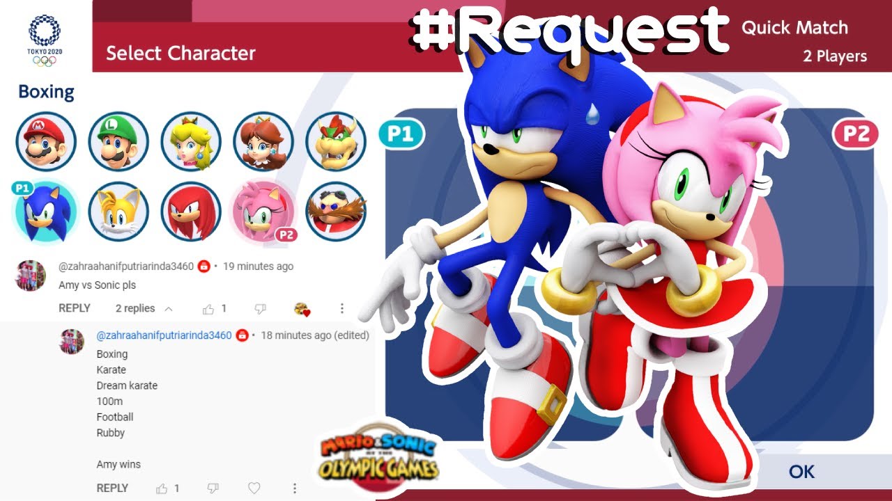 Sonic VS Amy Rose | Gameplay (2 Players) | MARIO AND SONIC AT THE OLYMPIC GAME TOKYO 2020