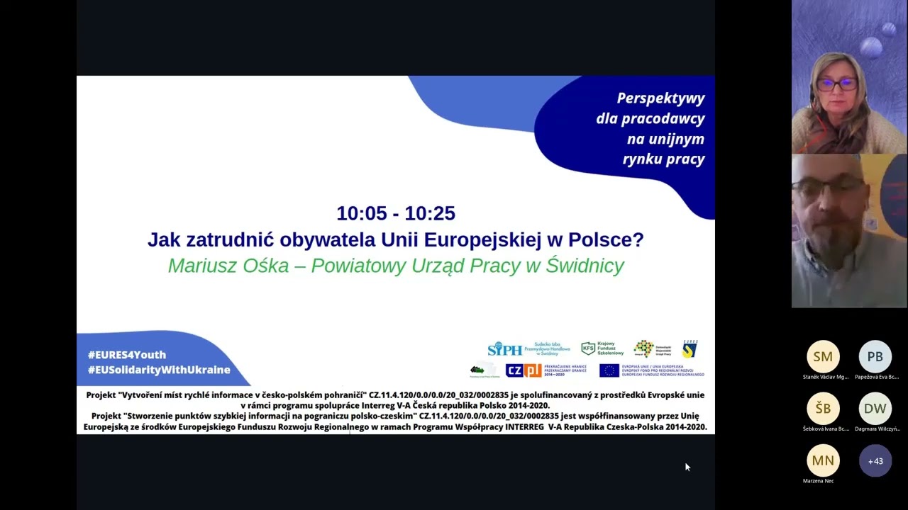„Perspektywy pracodawcy na unijnym rynku pracy”Spotkanie online dla pracodawców.26.01.2023 r.