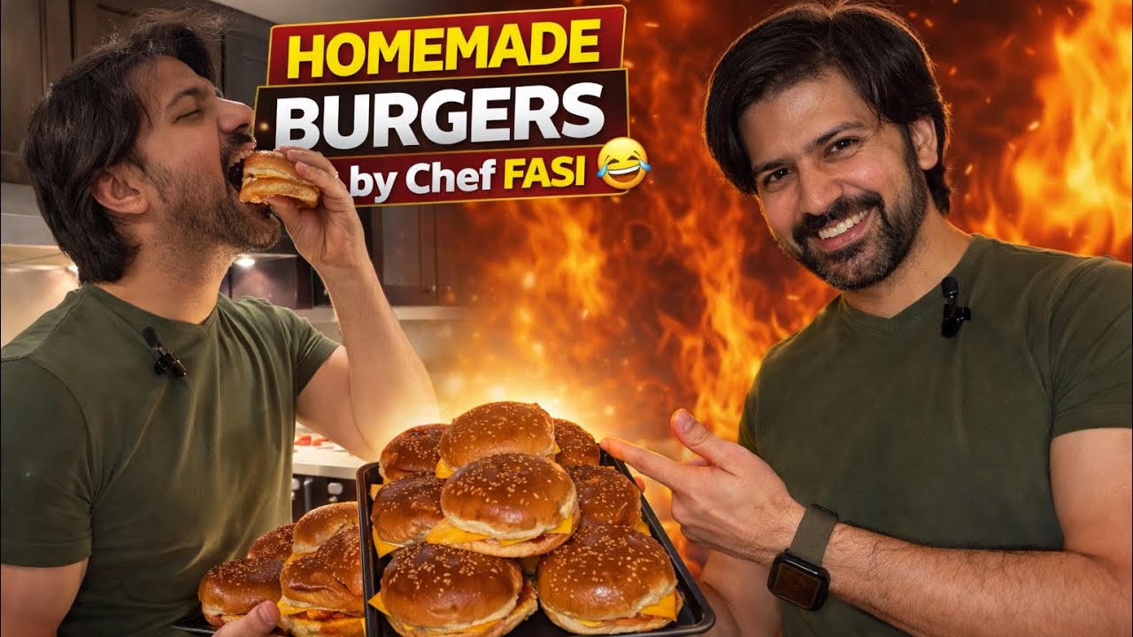 Homemade Burgers by Chef Fasi 😂 | Easy & Juicy Burger Recipe