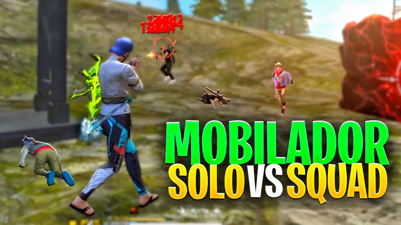 JOGUEI S&Oacute; COM ARMA DE RUSH NO SOLO VS SQUAD RANQUEADA!! MOBILADOR FREE FIRE