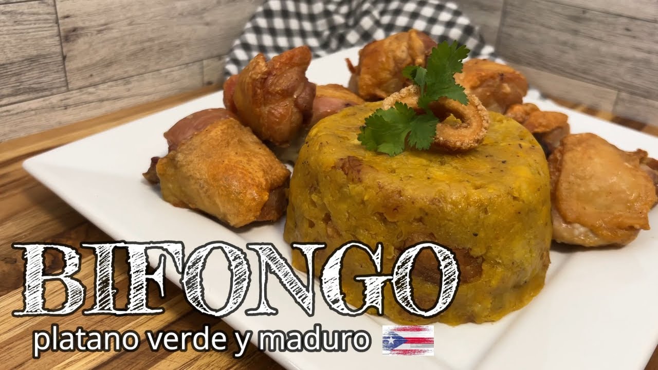 Bifongo de platano verde y maduro receta facil y sabrosa (how to make a Puerto Rican Bifongo)