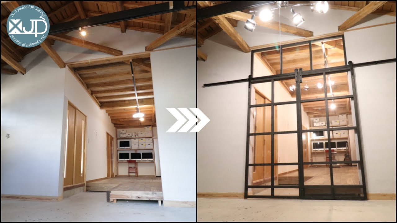 \DIY/ 4万円で部屋の間にアクリル板っぽいオシャレな吊り戸を作ってみた♪